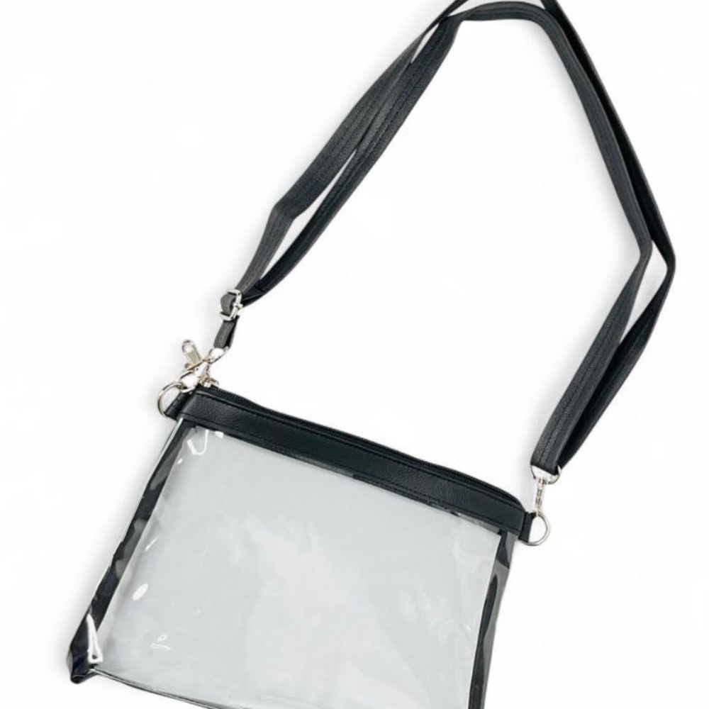 Chic Black Plastic Transparent Crossbody Bag